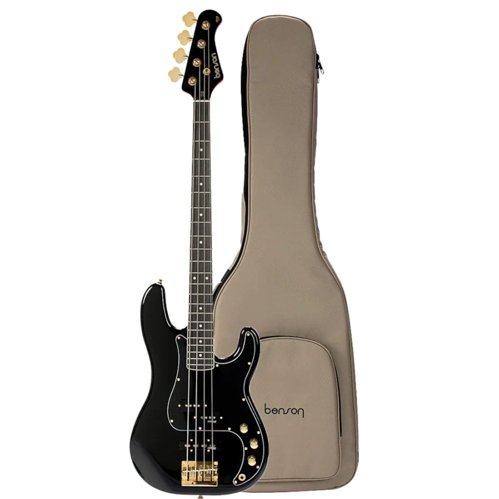 Contrabaixo Elétrico Benson Hardy Bass 4C 2Ts - Black / Gold Com Capa