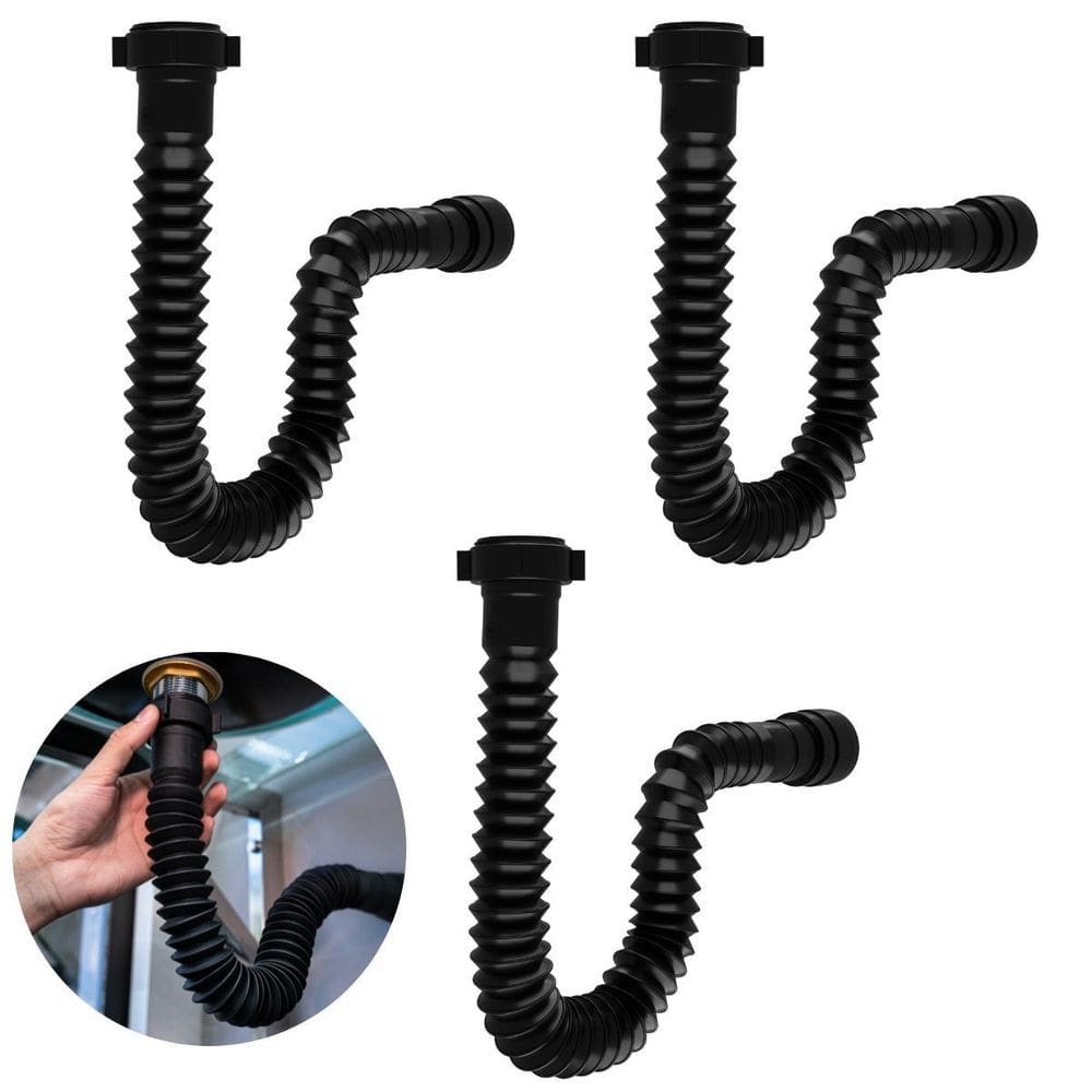 Sifão Sanfonado Universal 61Cm Preto Astra Kit Com 3 Un