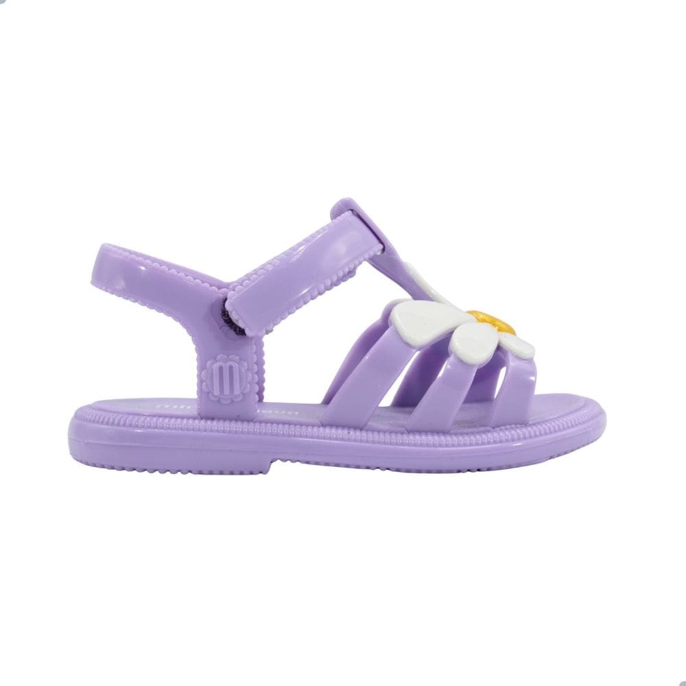 Sandália Mini Melissa Hip Bloomy Baby Lilas/Branco