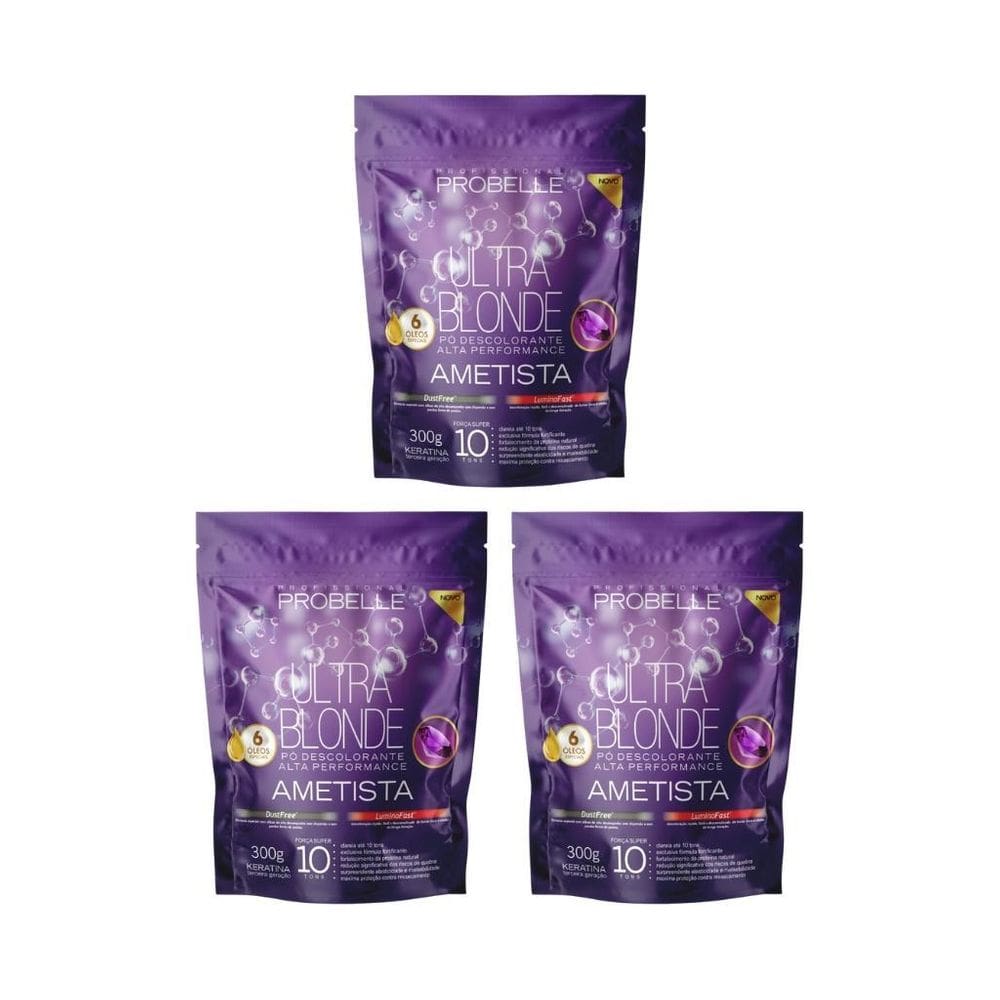 Po Descolorante Probelle 300G Ametista - Kit Com 3Un
