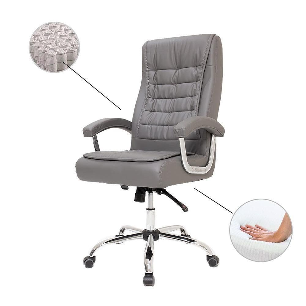 Cadeira De Escritório Big c/Molas Ensacadas Cinza 150Kgs
