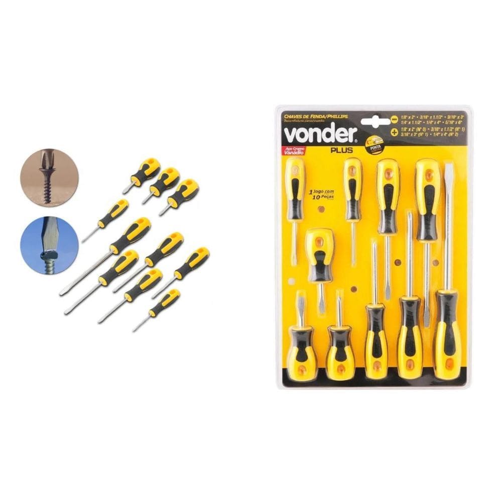 Chaves De Fenda E Philips Vanádio Cabo Anatômico 10 Peças