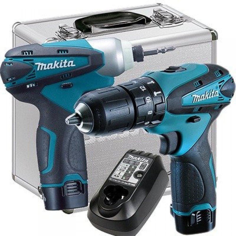 Kit  2 Parafusadeiras + Maleta De Aluminio Dk1493 Makita