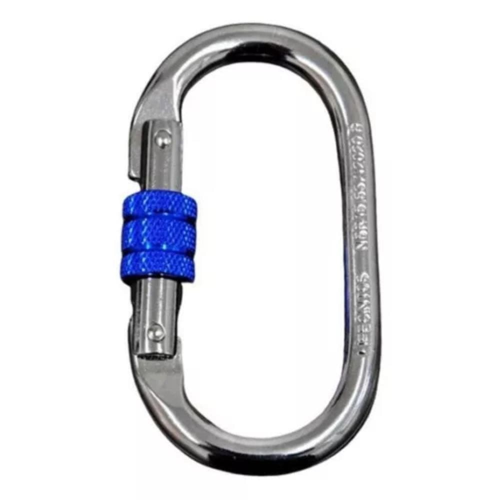 Mosquetão Aço Oval Rosca 23Kn Nbr Trava Dupla Altura