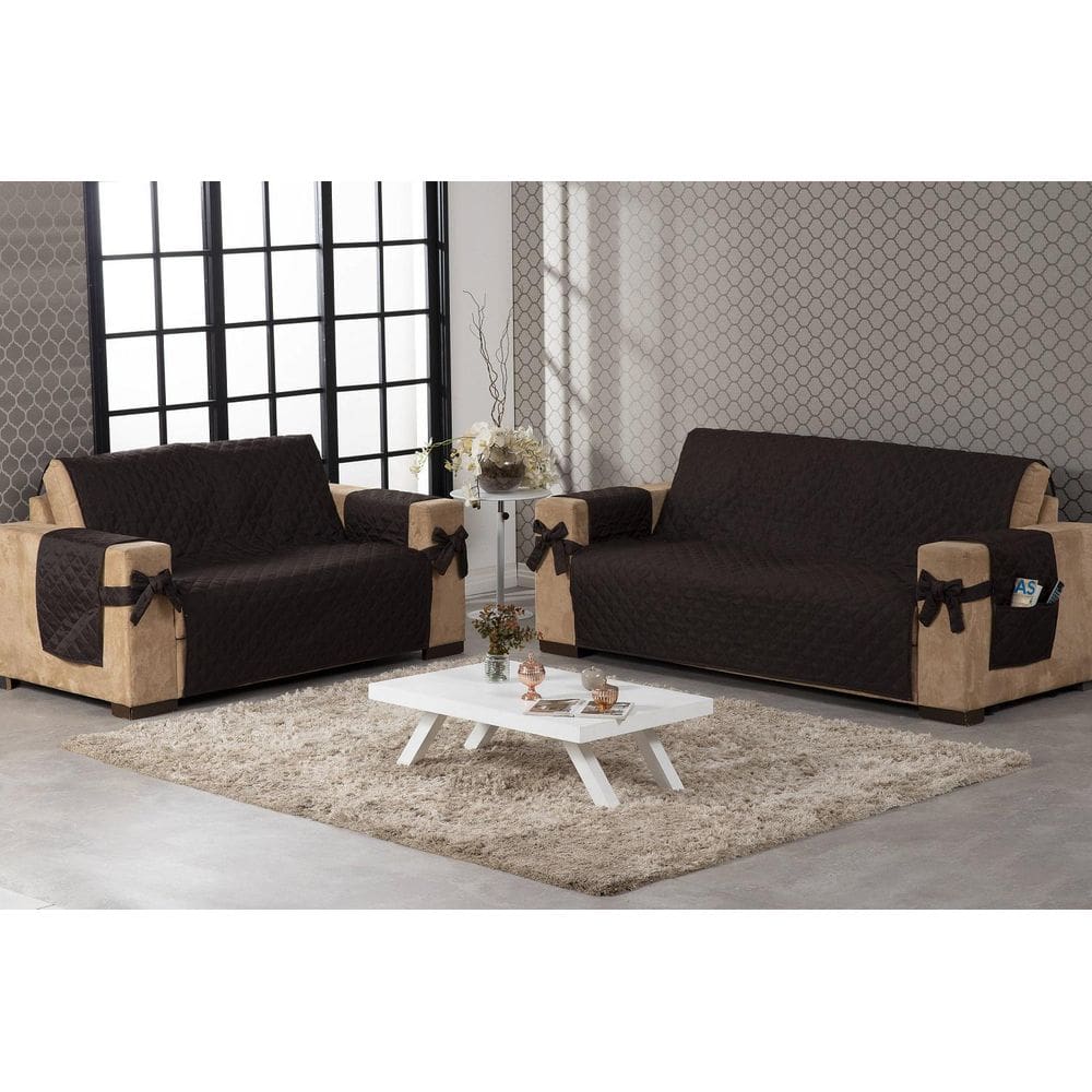 Protetor De Sofá 2 E 3 Lugares Com Porta Controle Tabaco