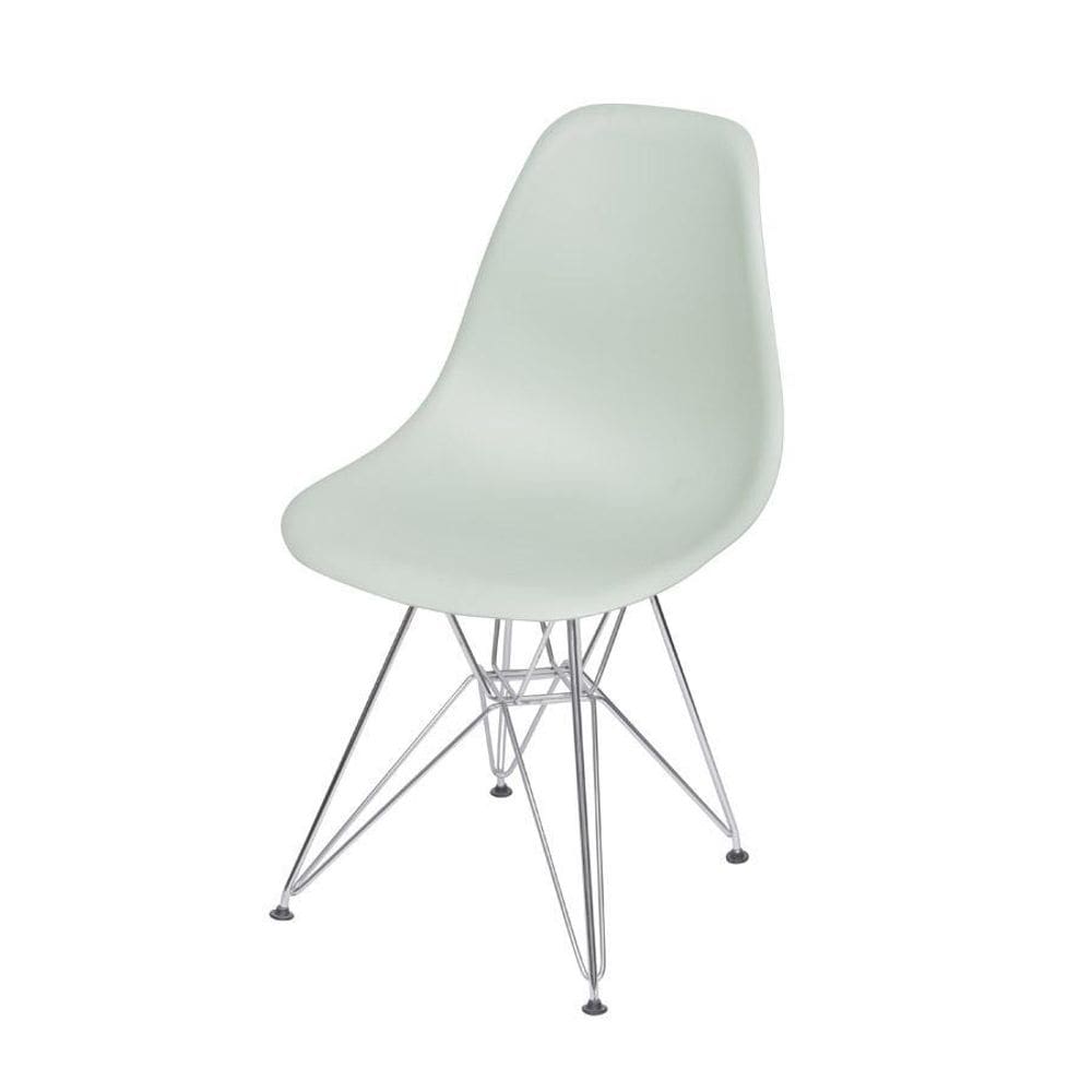 Cadeira Boxbit Dkr Eames Base Cromada Verde Claro