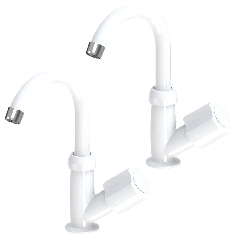 Torneira Para Lavatório Bica Móvel Branca Kit 02 Un