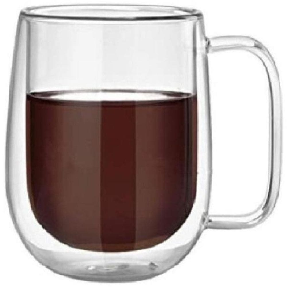 Kit 4X Caneca Vidro Duplo Xícara Parede Dupla Café Chá 260Ml