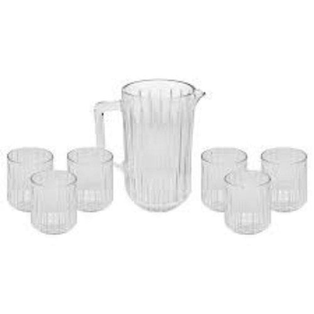 Jarra Cristal Transparente 1,45L + Copos Bangkok 300ML