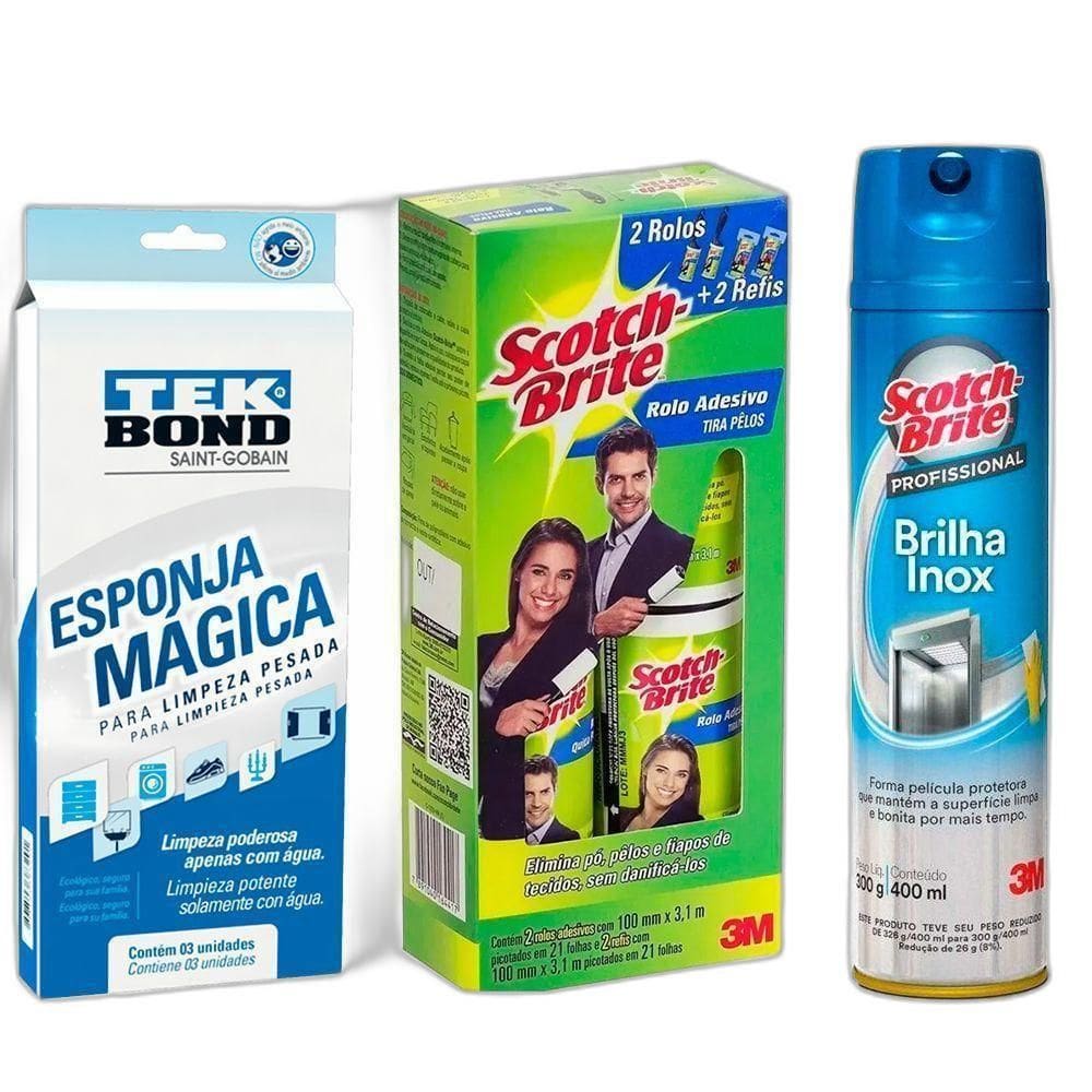 Limpeza Profissional Brilha Inox Rolo Adesivo Esponja Mágica