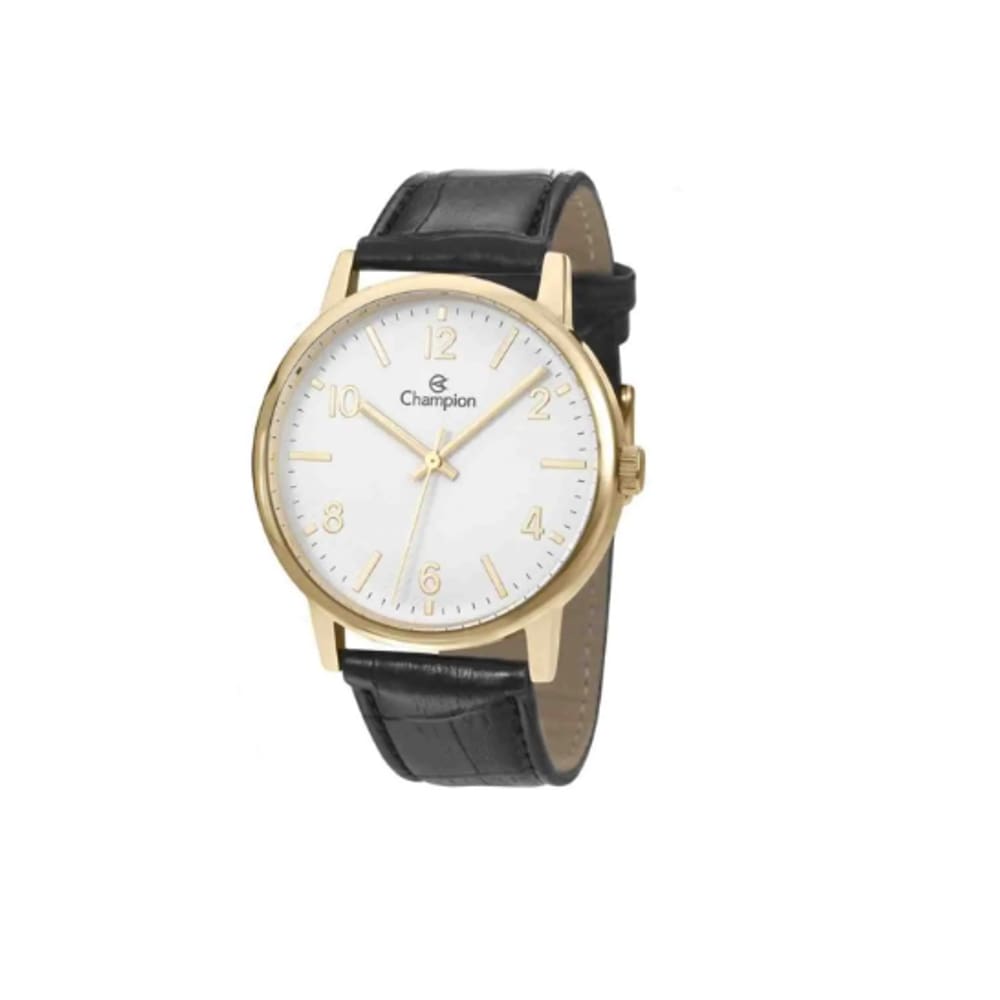 Relógio Champion Social Pulseira Couro Preta Unisex Cn20695b
