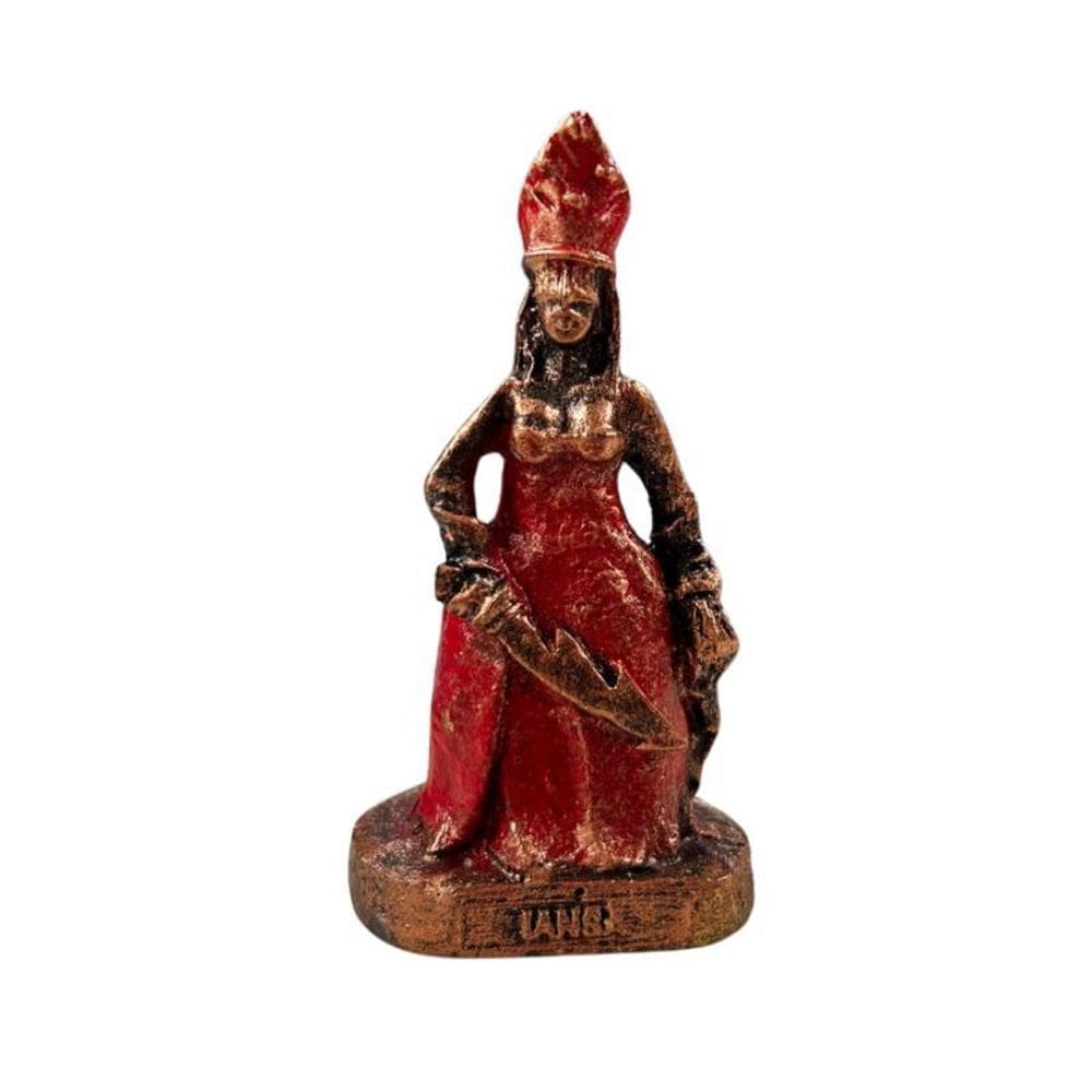 Escultura Iansã Cobre Envelhecida Resina 9,50 Cm