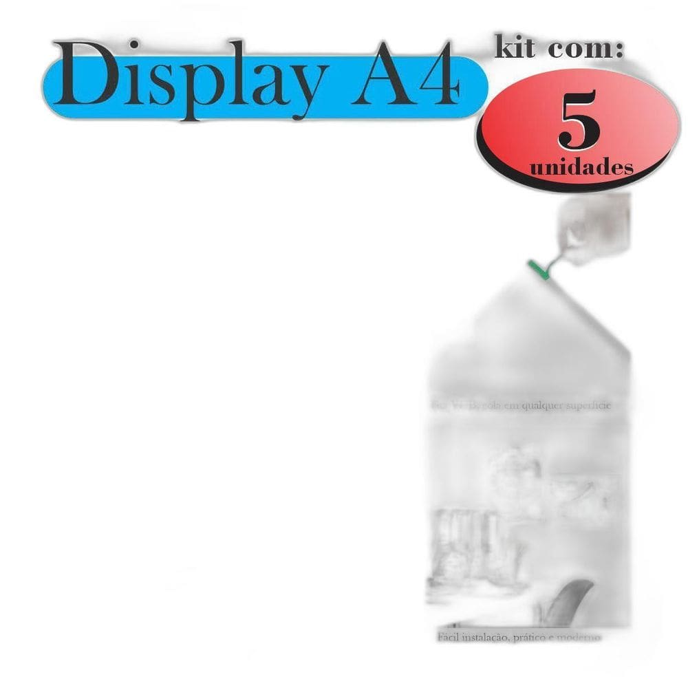 5 Displays A4 Expositor Porta Folha Quadro Aviso Parede Petg