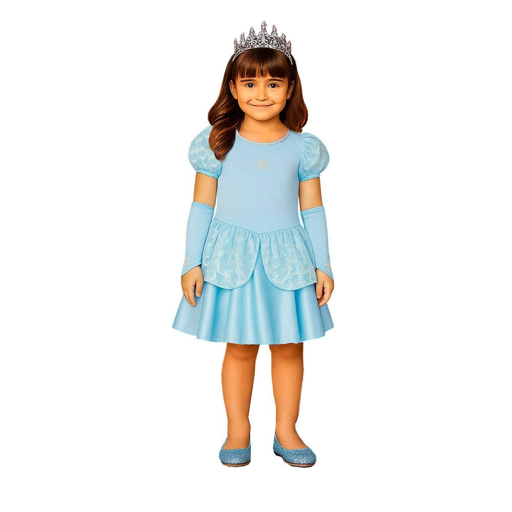 Fantasia Princesa Azul Infantil Cosplay Vestido Cinderela Festa de Aniversário Dia das Crianças Presente Menina Carnaval