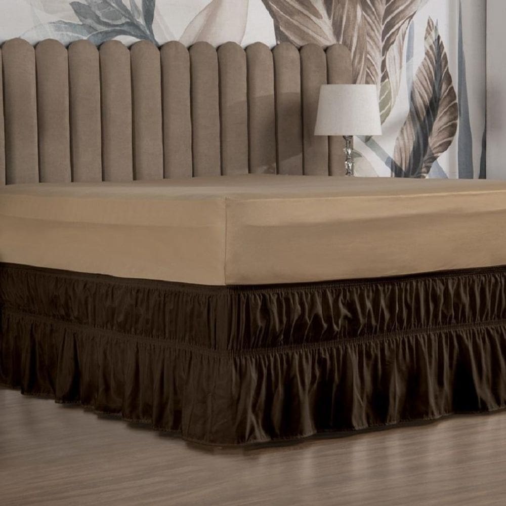 Saia Box Cama King Com 2 Elásticos Ajustável Babado 1 Peça