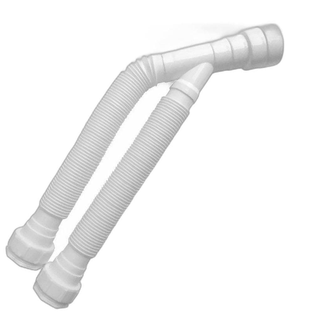 Sifão Sanfonado Duplo 80Cm Lavatório/Pia/Tanque Branco