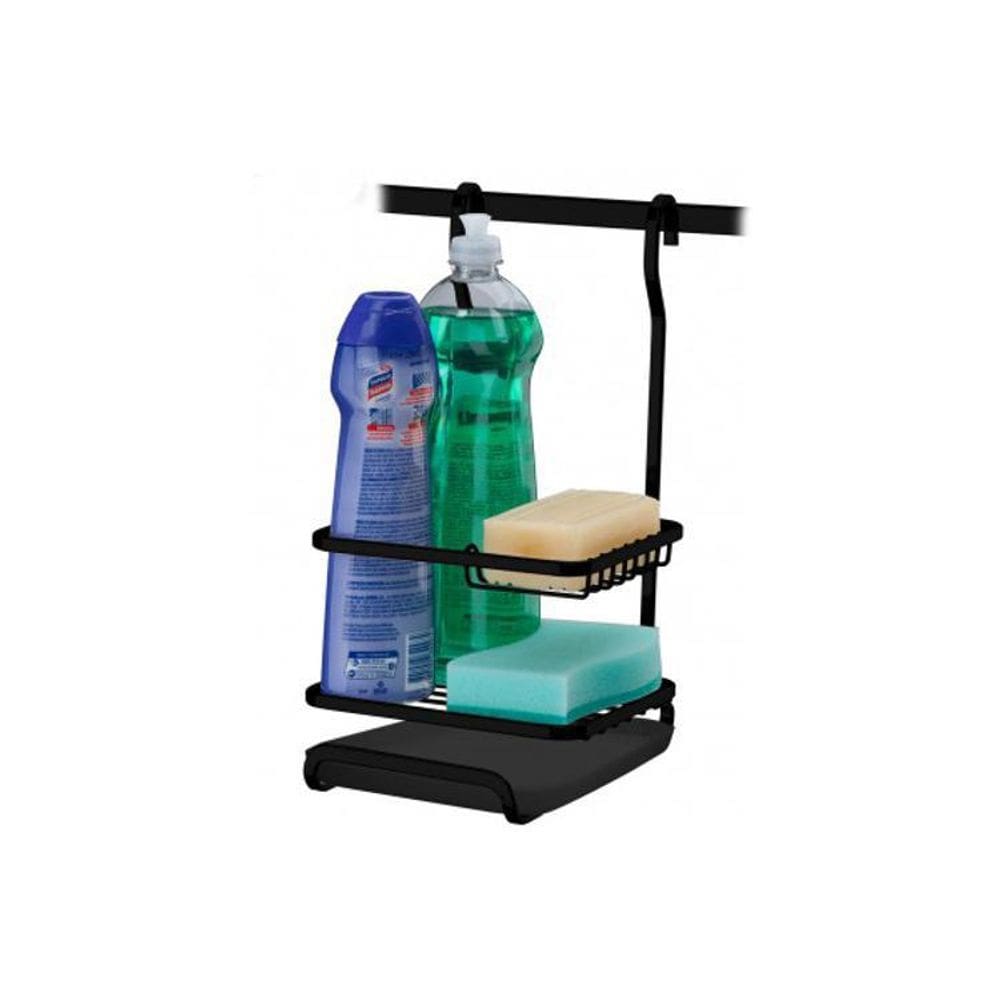 Suporte Para Sabao/Detergente/Esponja Preto Fosco