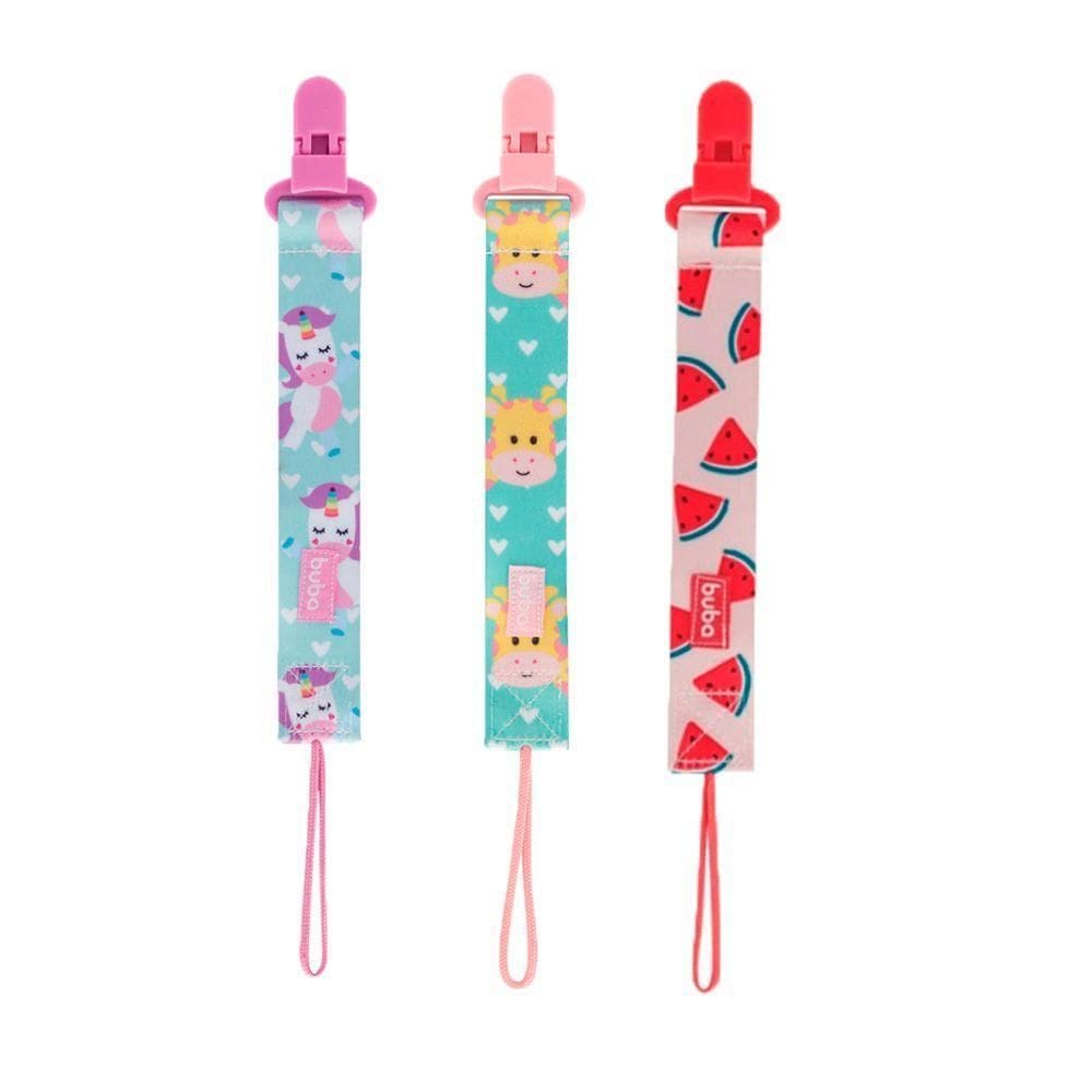 Kit 3 Prendedores Chupeta Infantil Estampado Bico Bebê Clipe