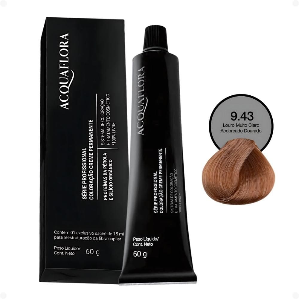 Coloração Creme Acquaflora 9.43 Louro Muito Claro Acobreado Dourado 60g