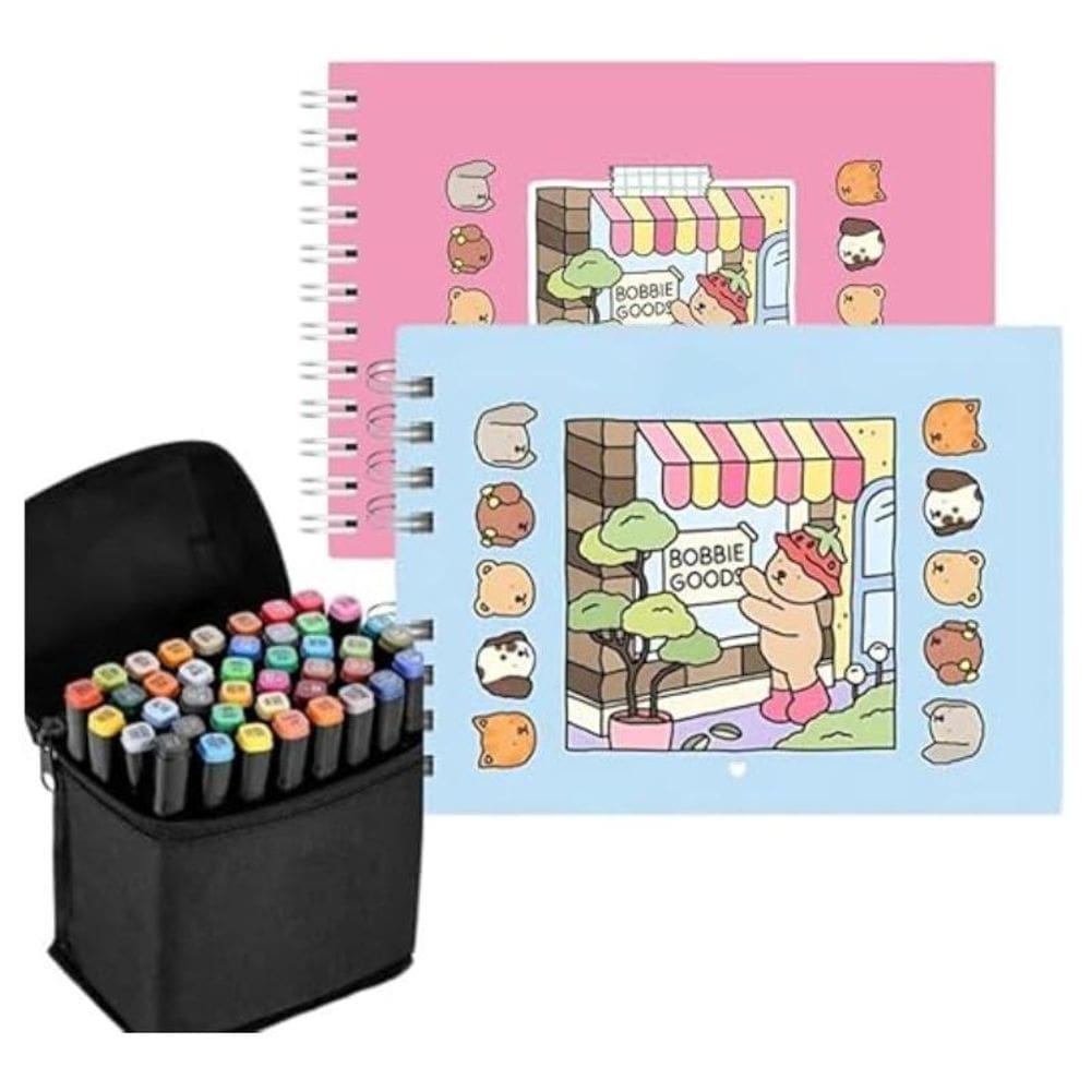 Kit Livro Colorir Bobbie Goods Conjunto Canetas Marcador