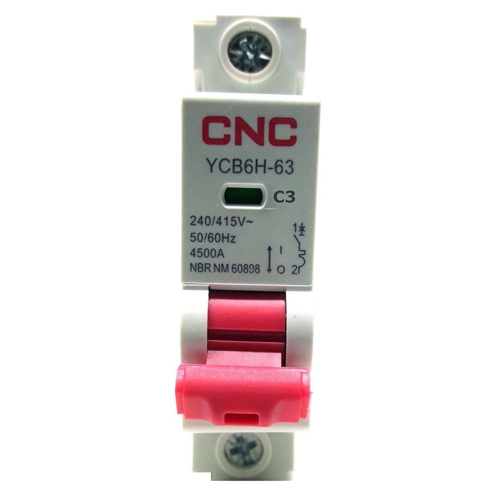 Disjuntor YCB6H-63 Unipolar 3A CNC - Marca: YCB6H-63 | Capacidade: 4500A | Dimensões: 17,8 x 78 x