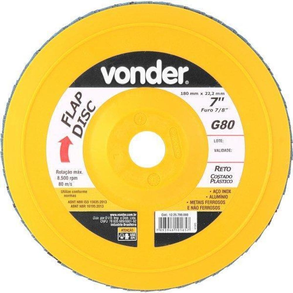 Flap Disc 7 G80 Costado Pvc Reto Para Aço Carbono E Inox -