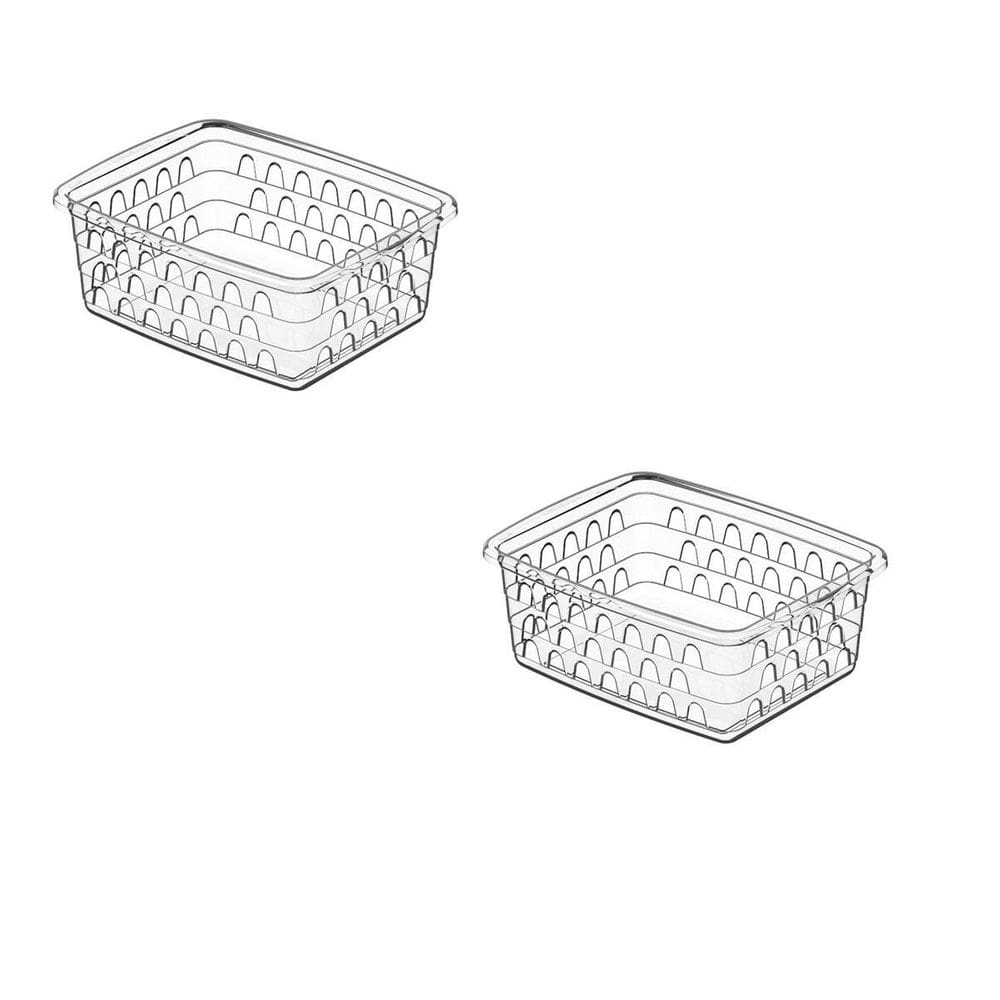 Kit 2 Cesto Caixa Organizadora Multiuso Pequeno Transparente