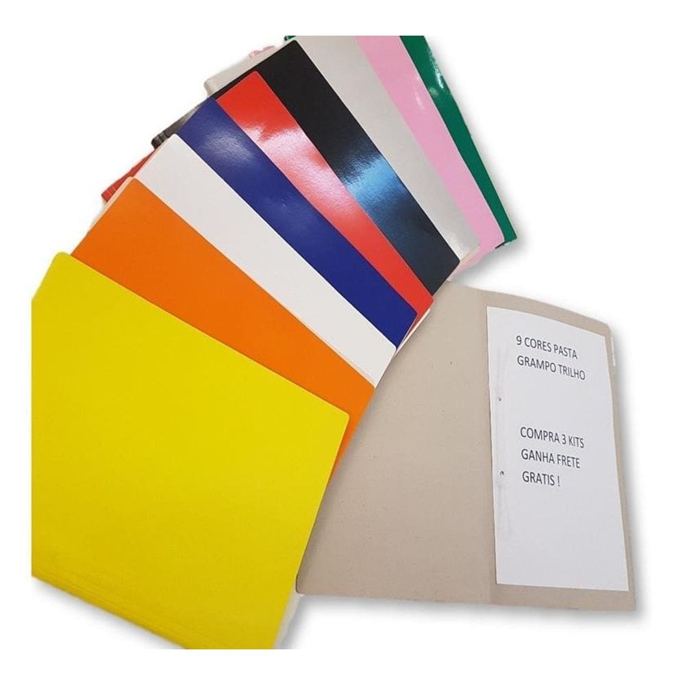 50 Pasta Grampo Trilho 9 Cores Disponiveis Pop Moderno