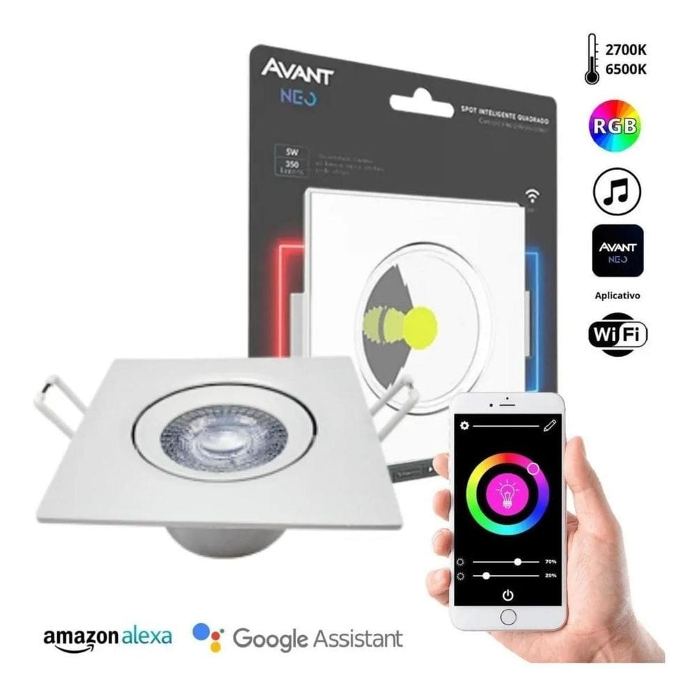 Painel Led Spot Neo Quadrado 5W 2700K-6500K Rgb Bivolt