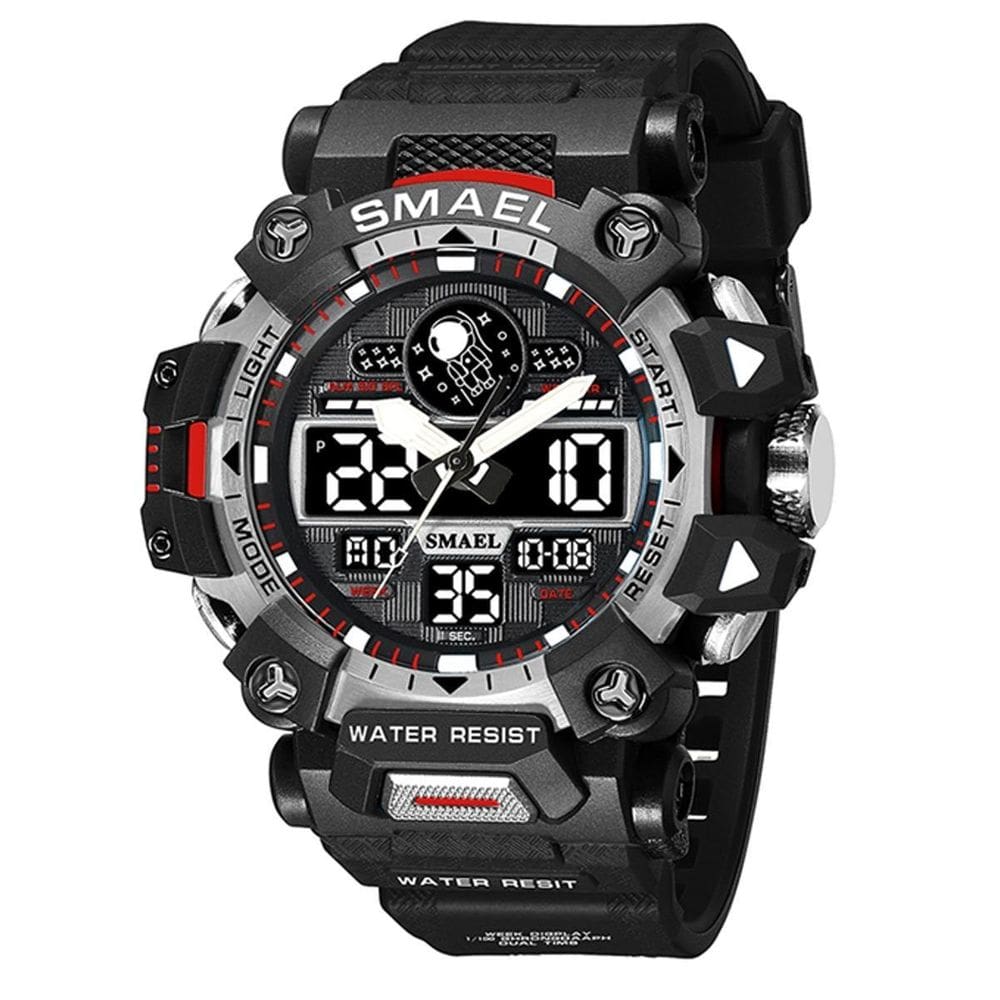 Relógio Masculino Smael Anadigi 8078 Preto E Prata