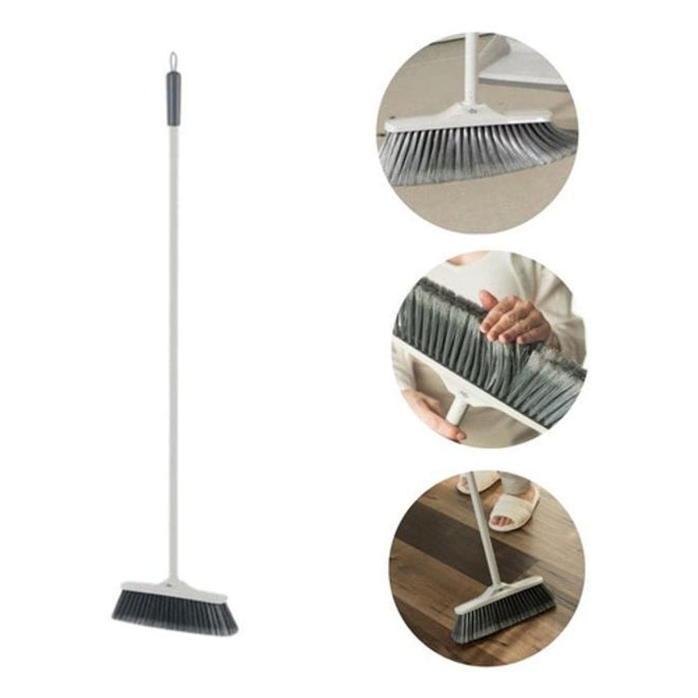 Vassoura Com Cabo Aço Flow Cerdas Macias Piso Interno Casa