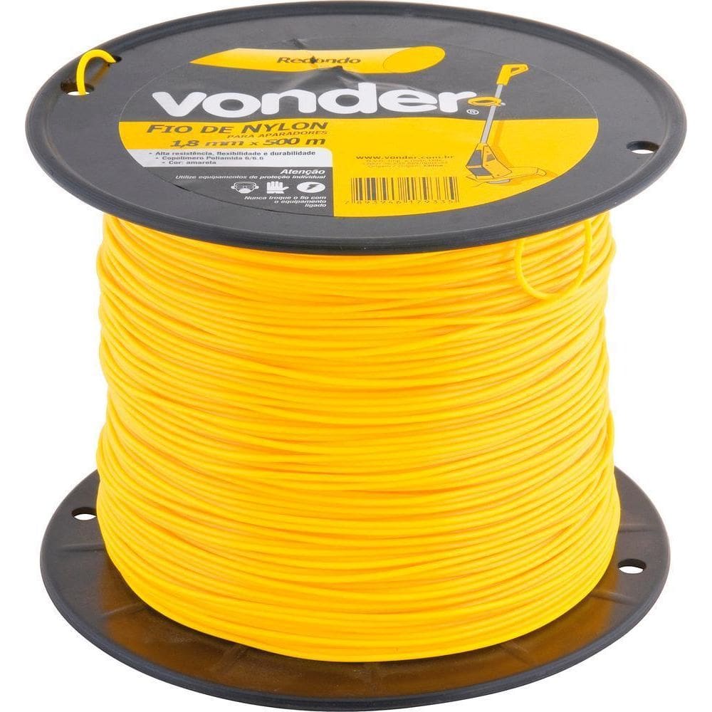 Fio De Nylon 2,0Mmx500M Redondo Para Roçadeiras E Aparadores