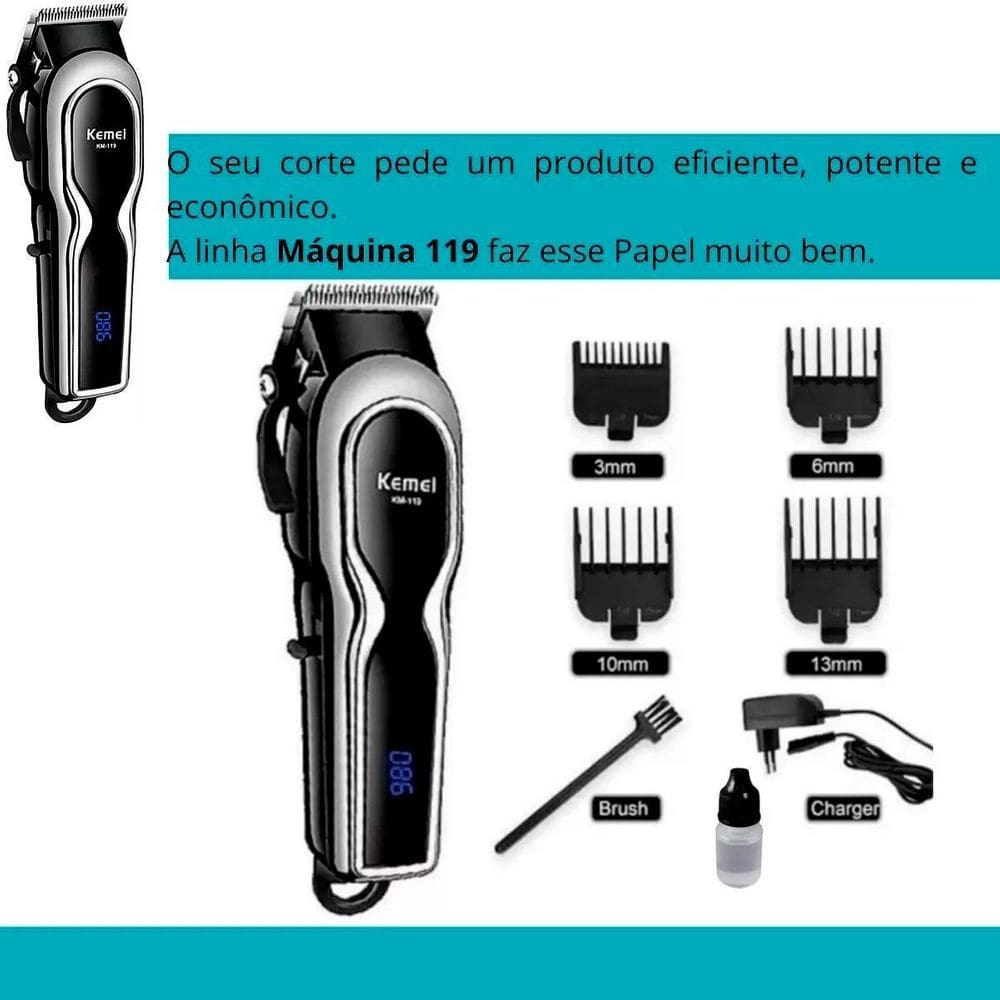 Kit Kemei Digital Compacto Recarregável Profissional