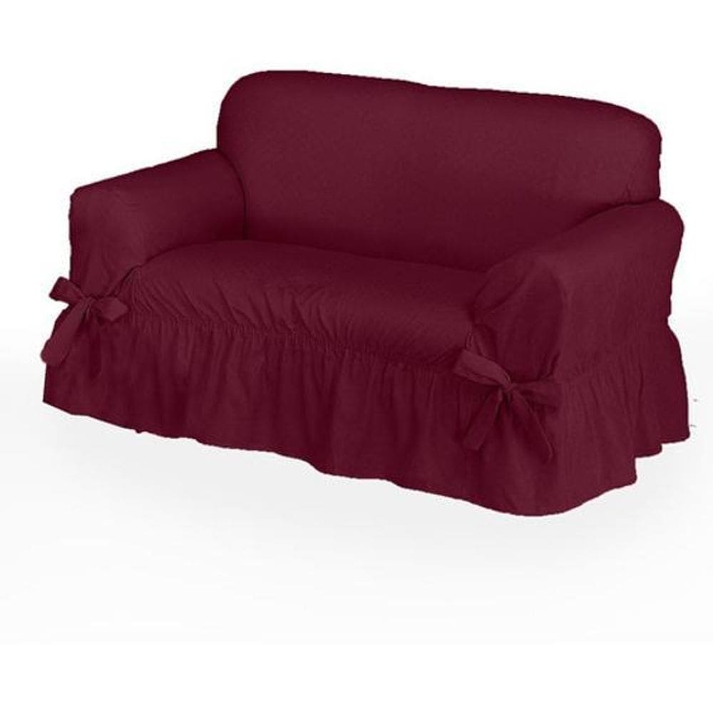 Capa De Sofá 2 Lugares Avulso Gorgurão Maquinetado - Bordô