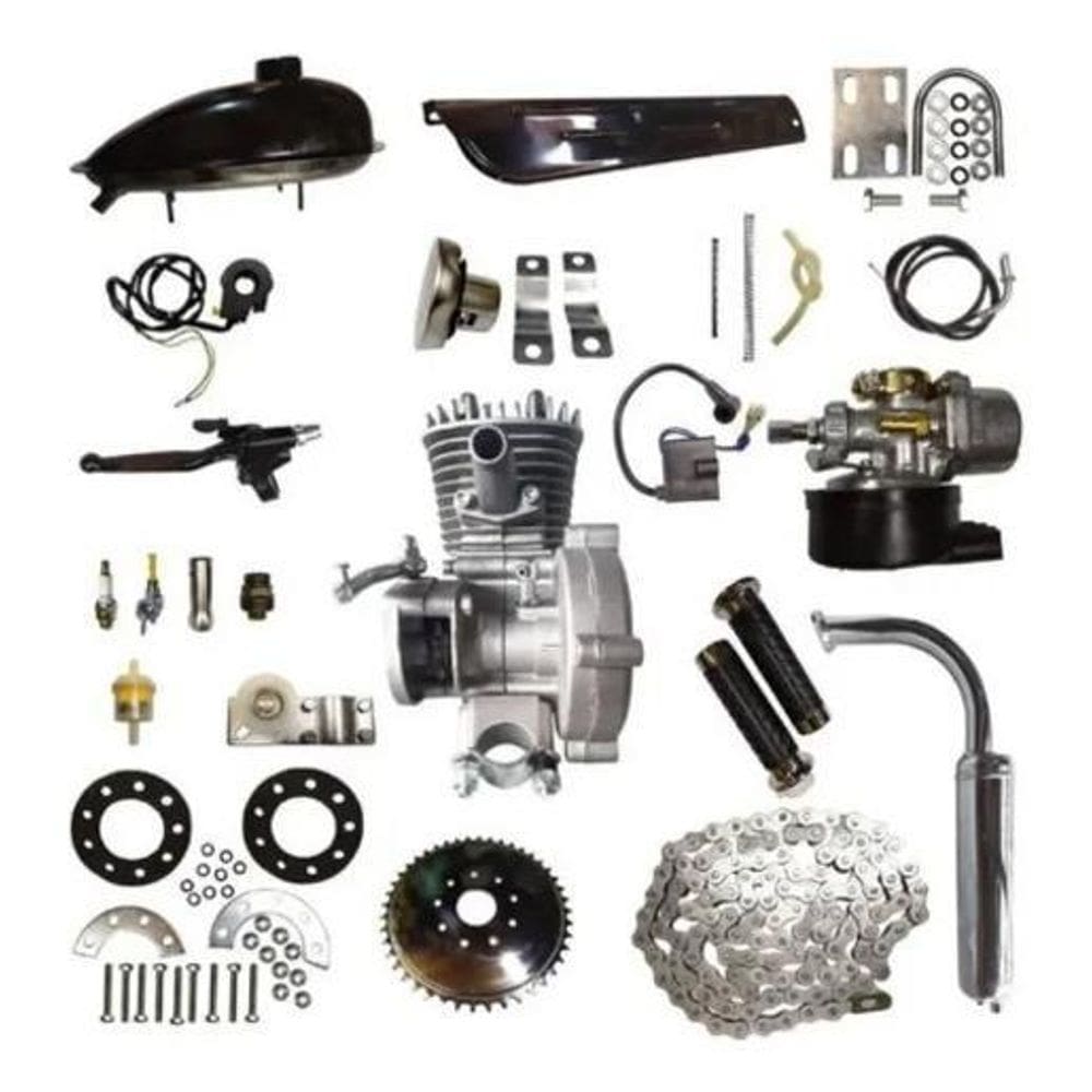Kit Motor 48Cc 2 Tempos Bicimoto Bicicleta Motorizada Prata