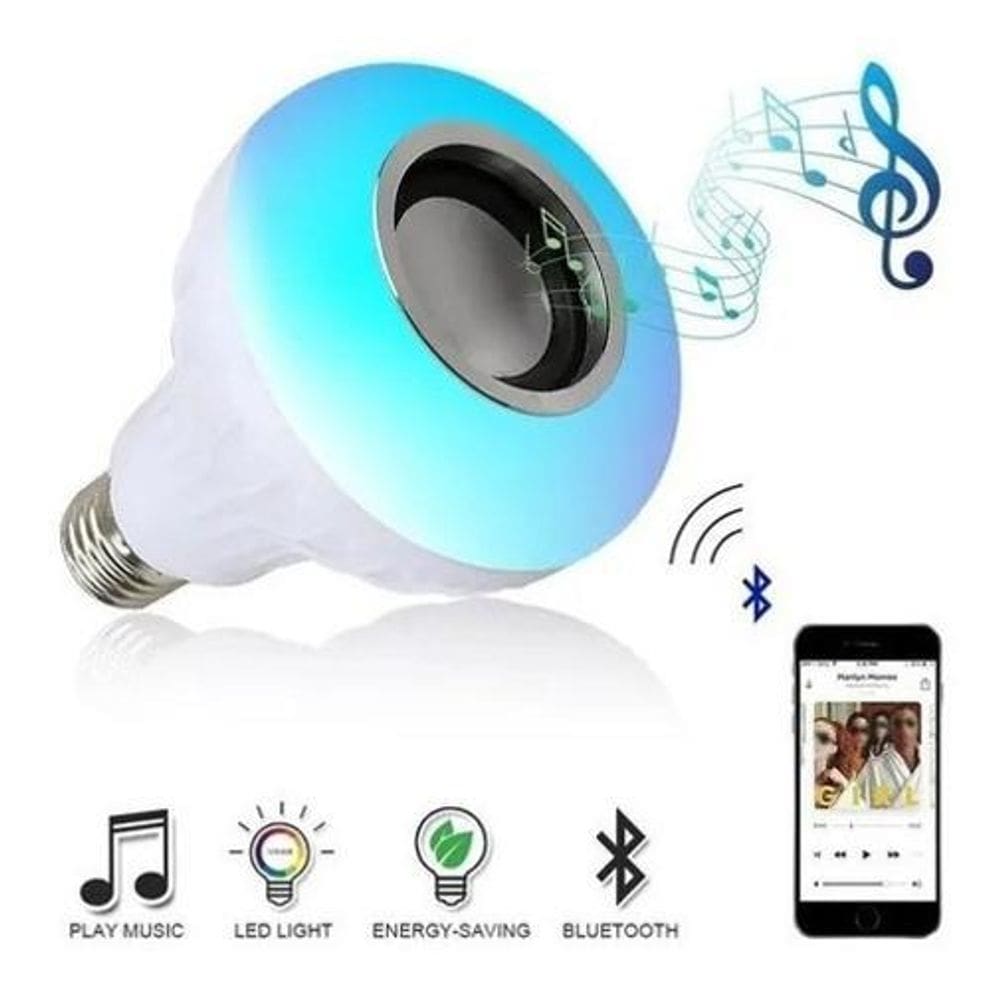 Lâmpada Led Rgb Bluetooth Caixa Som + Controle