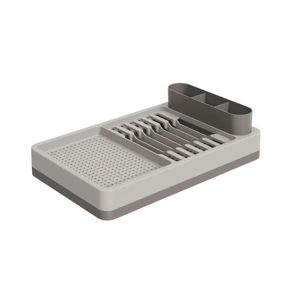 Escorredor De Louças Pratos Flat 3 Em 1 Com Bandeja Cinza