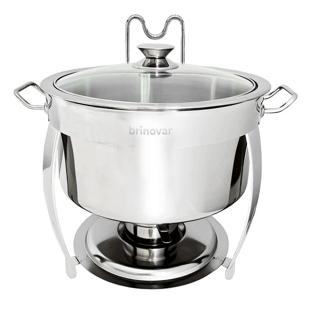 Rechaud Redondo Banho Maria 8 Litros Aço Inox Brinovar