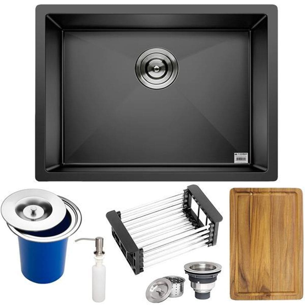 Cuba Preta Quadrada Inox Cozinha Pia Embutir Sobrepor