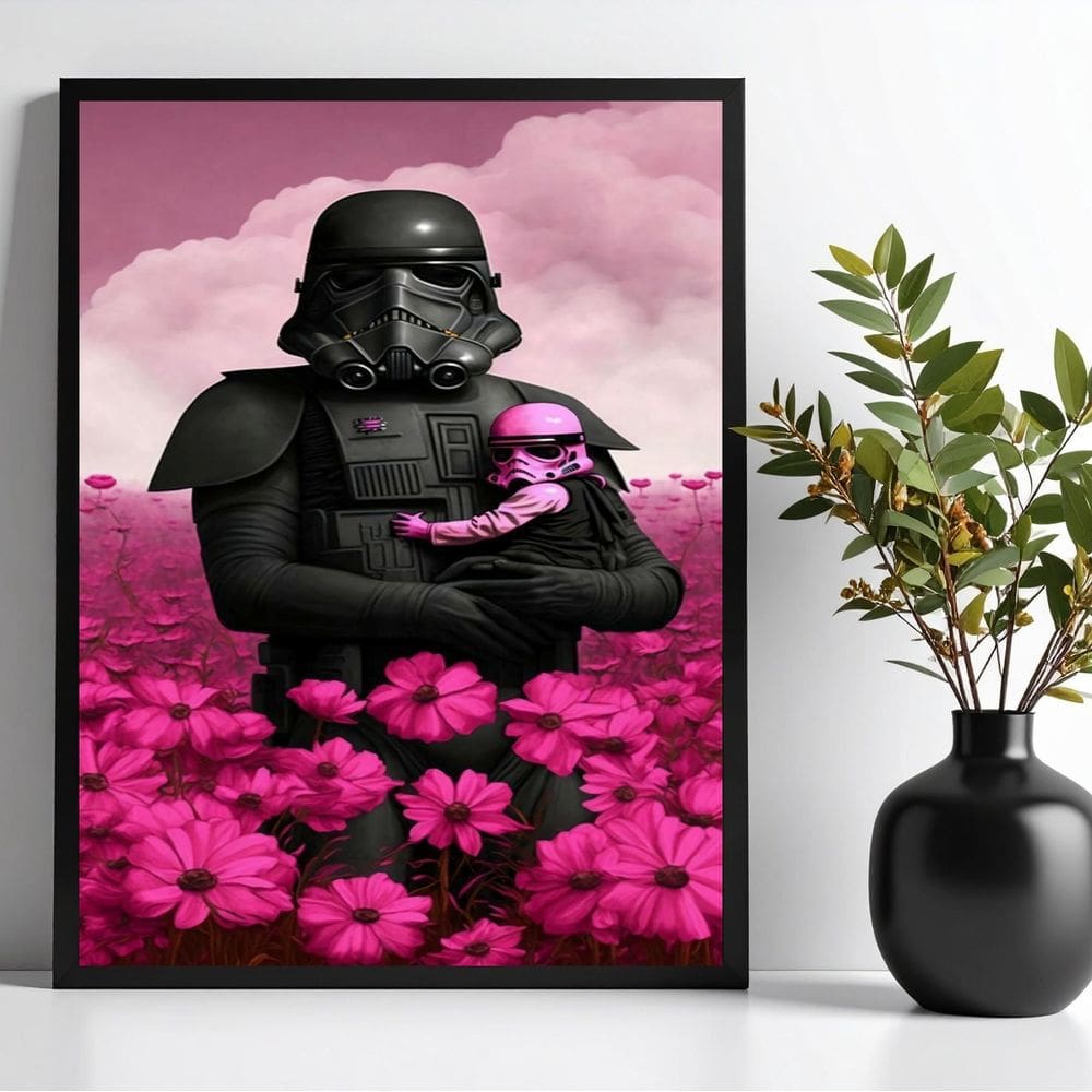 Quadro Decorativo Darth Com Bebê 45X34Cm - Com Vidro