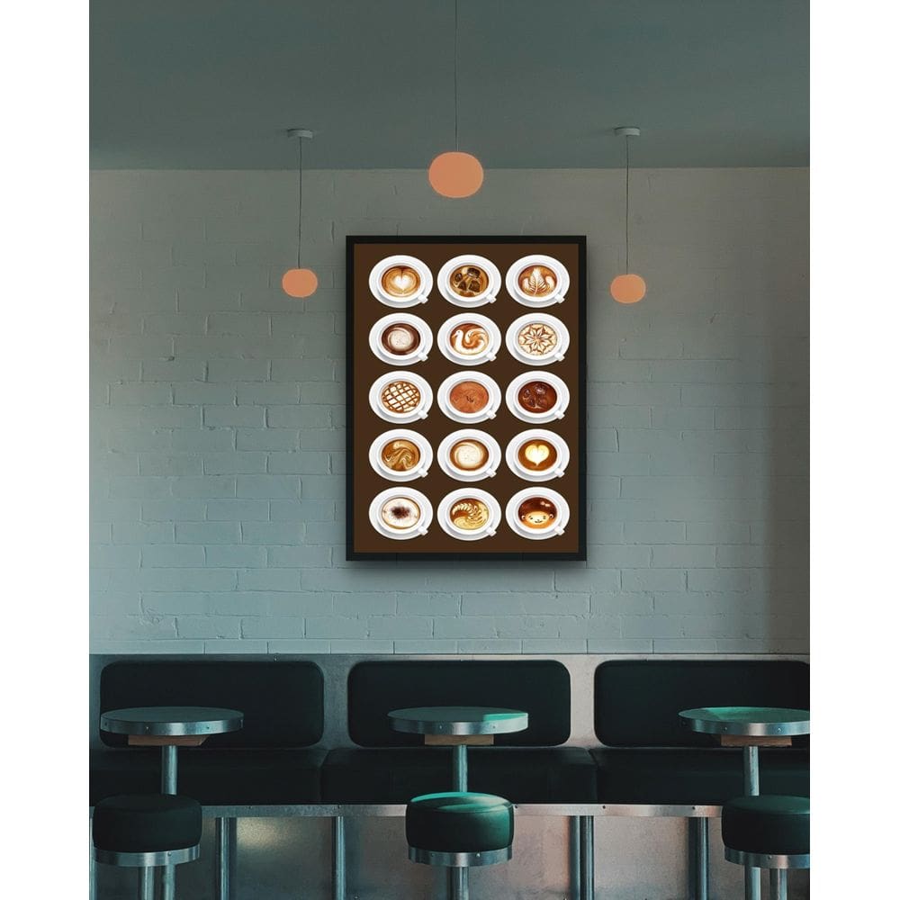 Quadro Decorativo Xícaras Café Expresso Desenhos - 70X50Cm