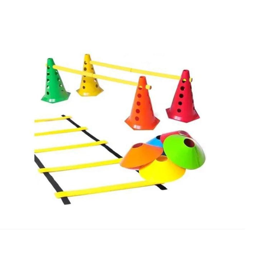 Kit Treino Agilidade 10 Chapéu Chinês + Escada + Barreiras