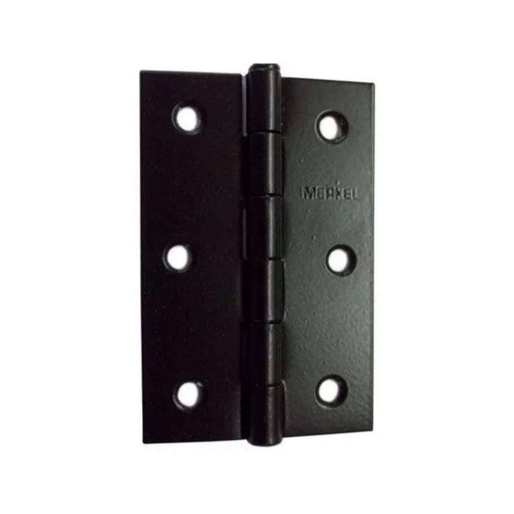 Jogo C/03 Dobradiça Porta Merkel Encartelada 101 Preta 3.1/2