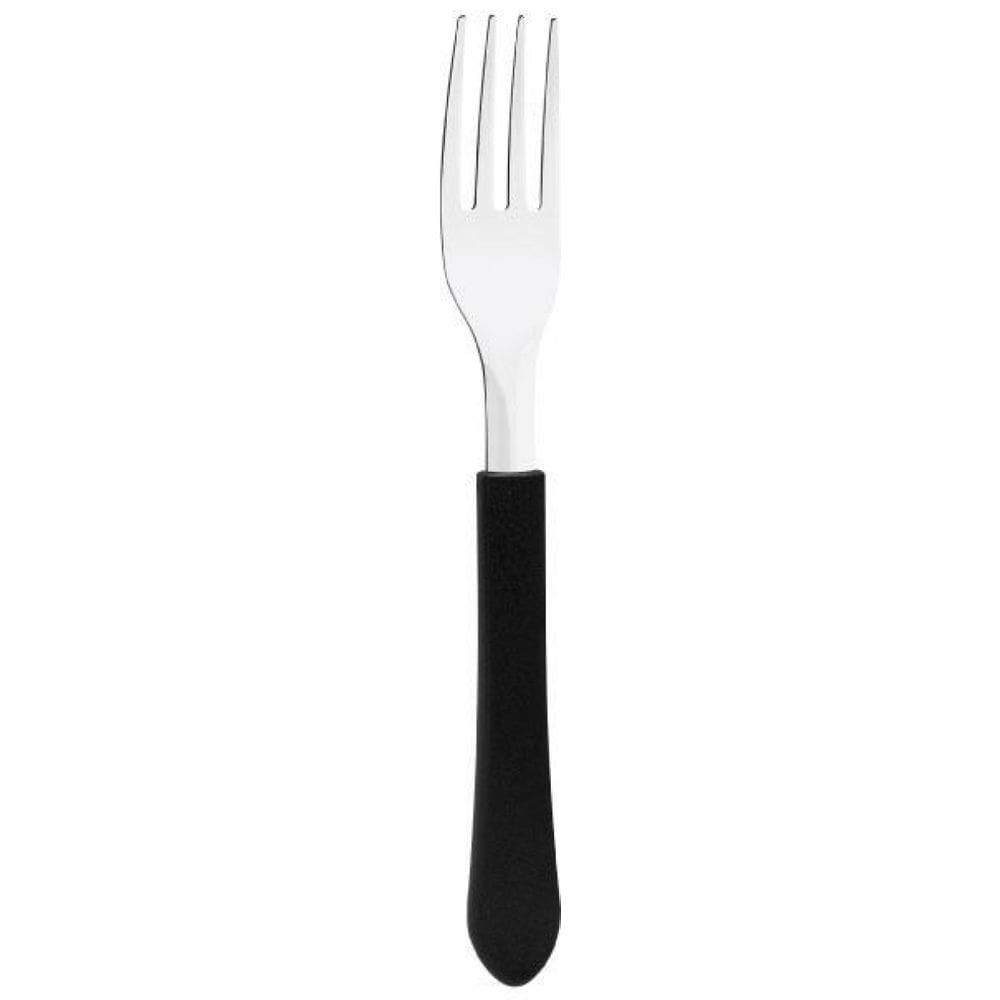 Kit 12 Garfo De Mesa Tramontina Leme Inox Cabo Preto