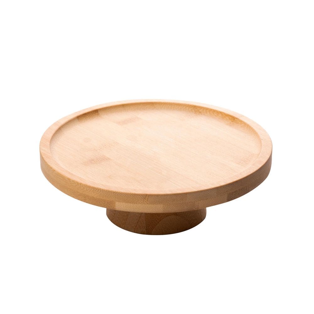 Prato De Bolo Boleira Em Bambu Com Pé 18X6Cm Redonda