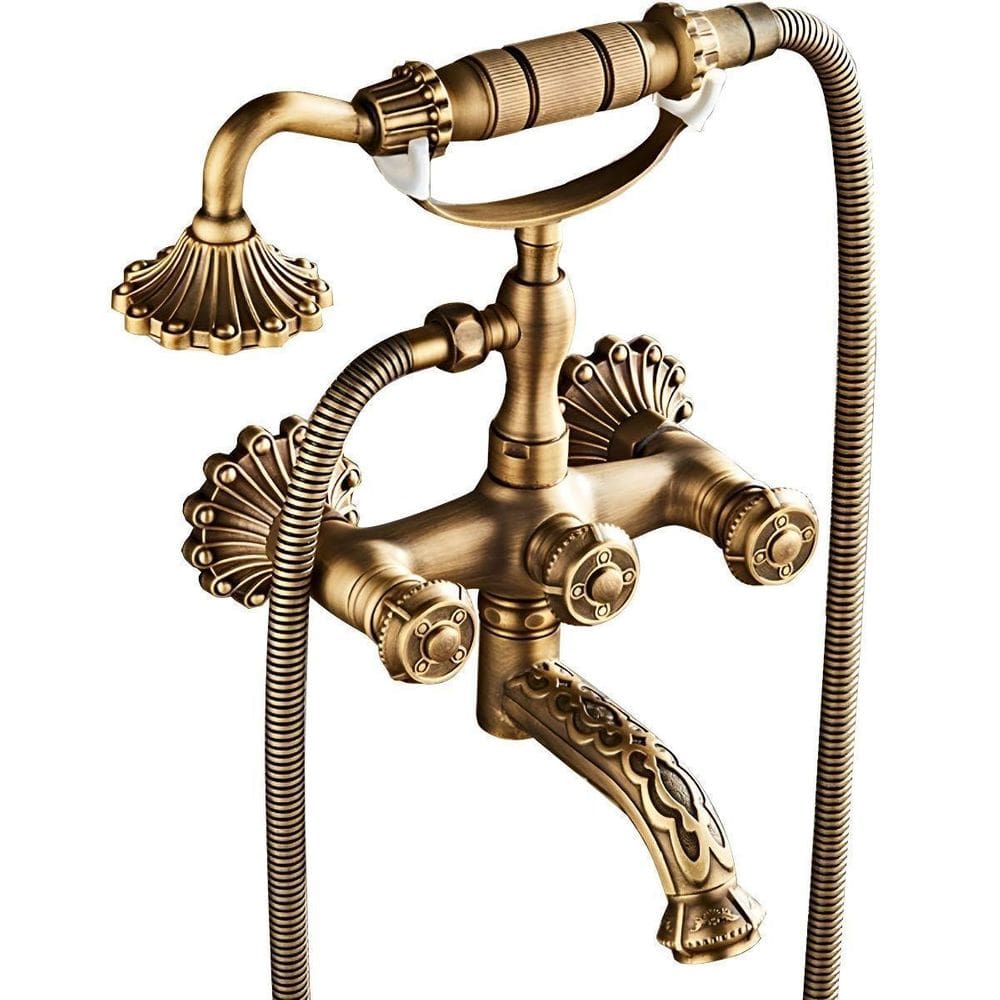 Ducha Com Torneira Luxo Misturador Banheira Bronze Retrô