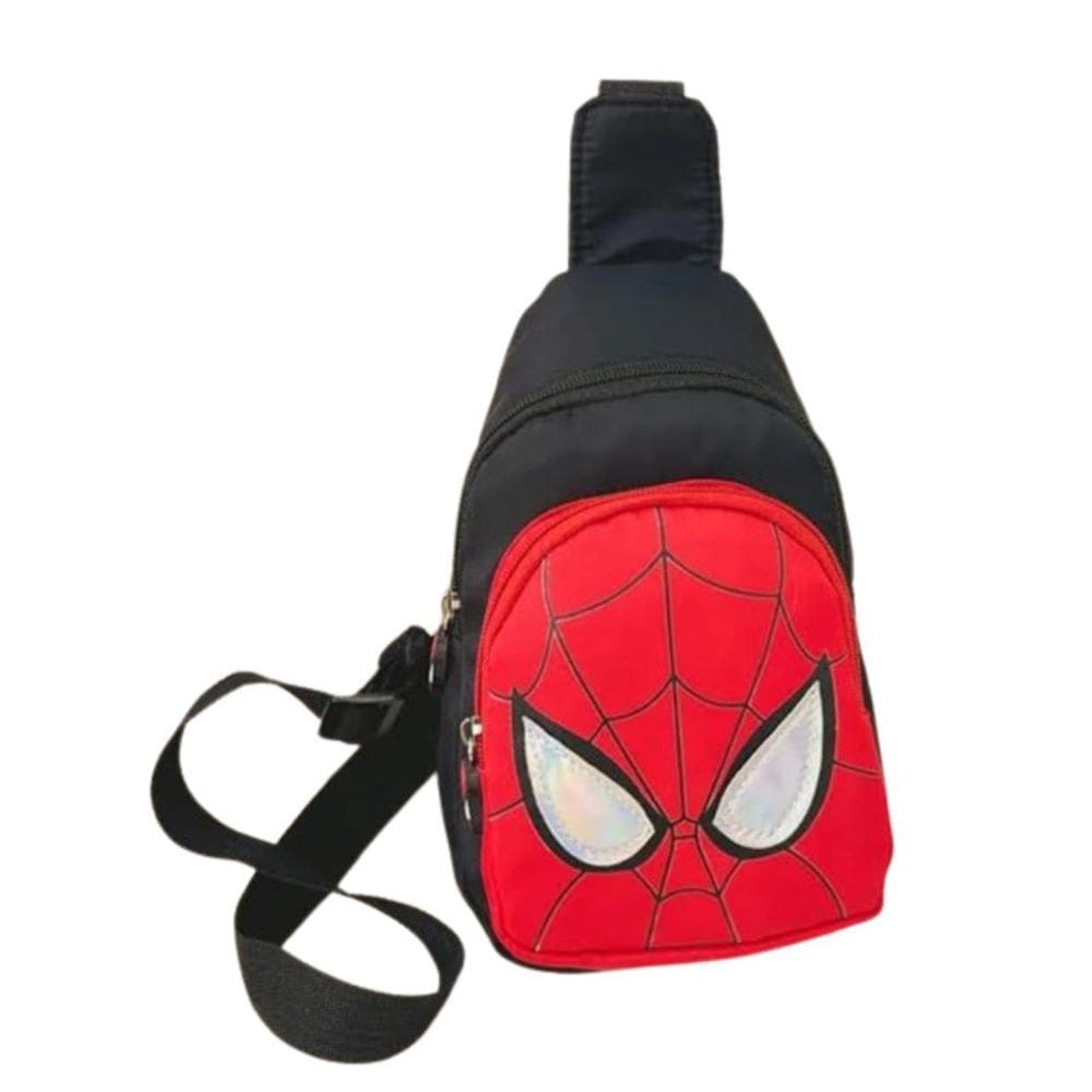 Mochila Pochete Infantil Homem Aranha Criança Preto Vermelho