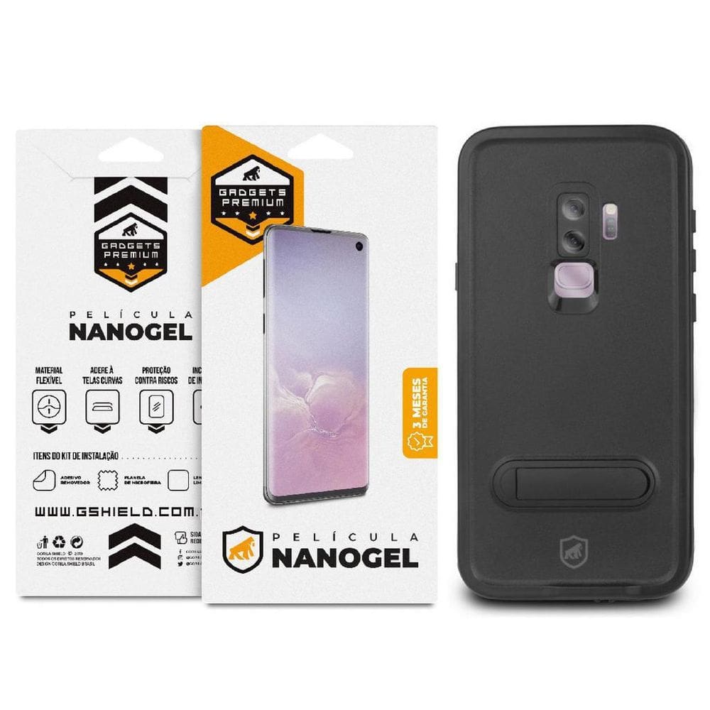 Kit Capa Á Prova D`Água E Película Nano Gel Dupla Galaxy S9