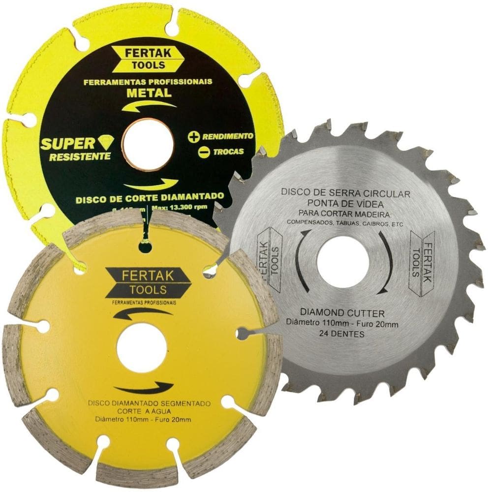 Disco Corte Metal + Diamantado Segmentado + Serra Madeira