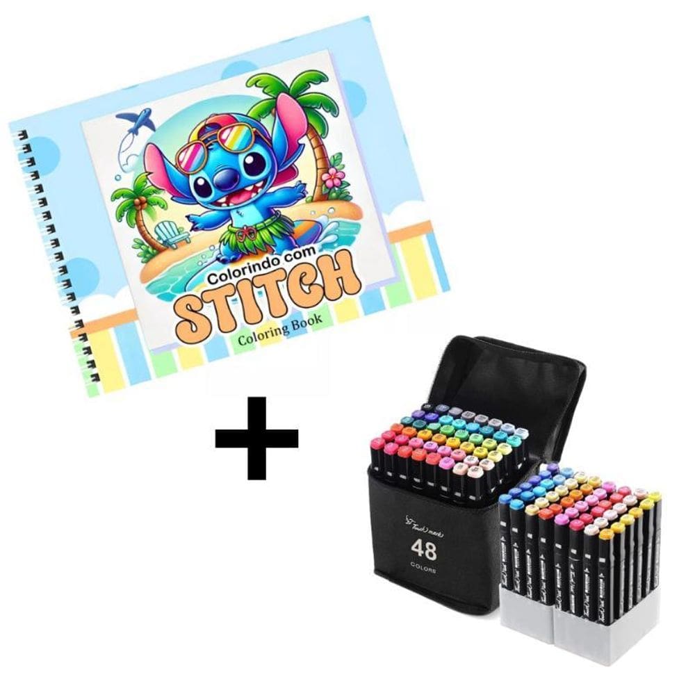 Livro Colorir Stitch 50 Páginas 180G Capa Dura Cor Azul